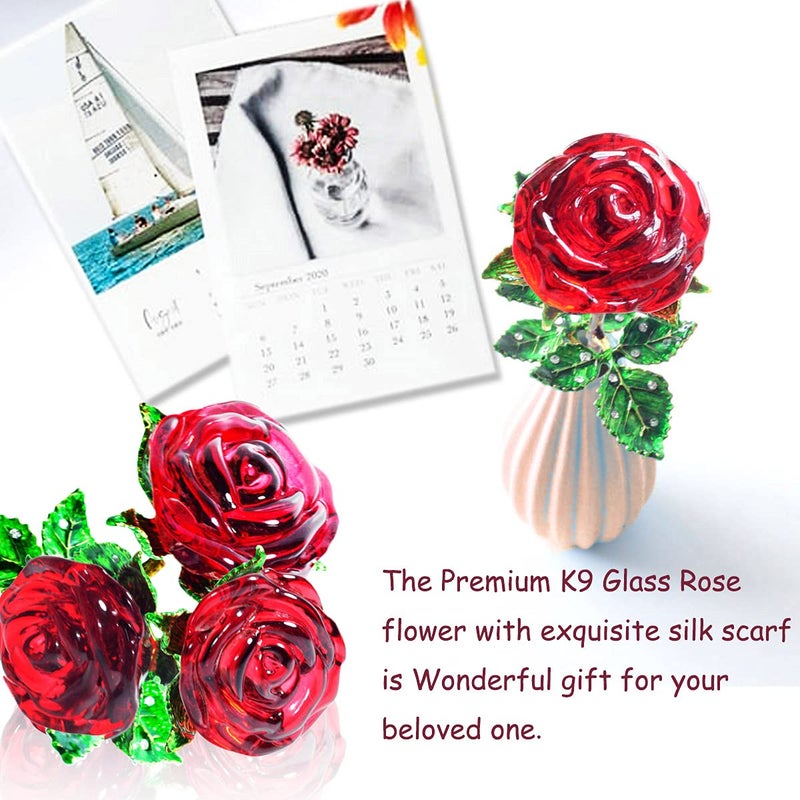 SWEETIME Red Rose Gift for Her, K9 Crystal with Wish Card, 3D Glass Rose Eternal Flower, Crystal Rose Figurine Gift for Women on Birthday, Mother's Day,Wedding, Anniversary, Valentine's Day, Chrismas.â€¦ - Image 5